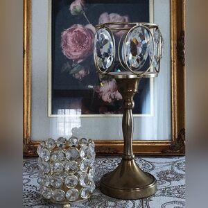 Crystal Embellished Candle Holders (2).